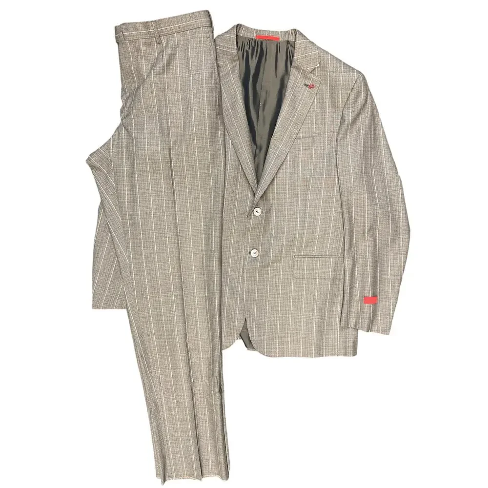 New 2 PC suit Isaia sz44 ,56eu brown $3995 wool made in Italy Sport coat / pants
